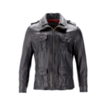Campera de cuero negra, para hombre