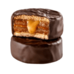 2 alfajores uno está mordido